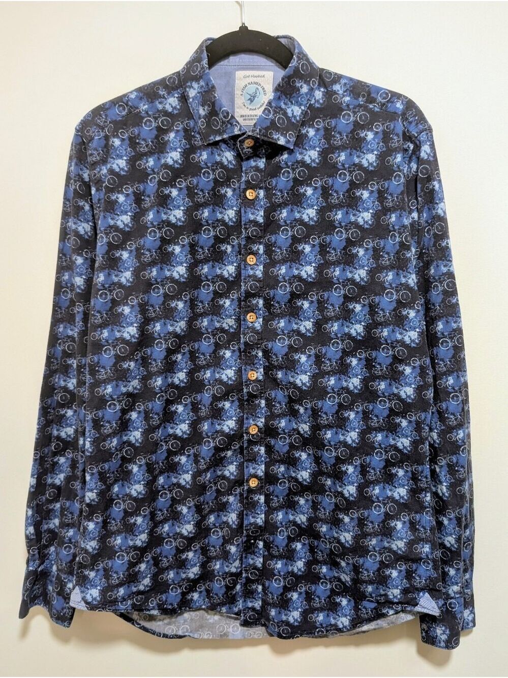 A Fish Named Fred | Bicycle All Over Print Button Down In Blue